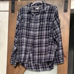 Northcrest Navy and White Checkered Shirt Women’s Size 2X